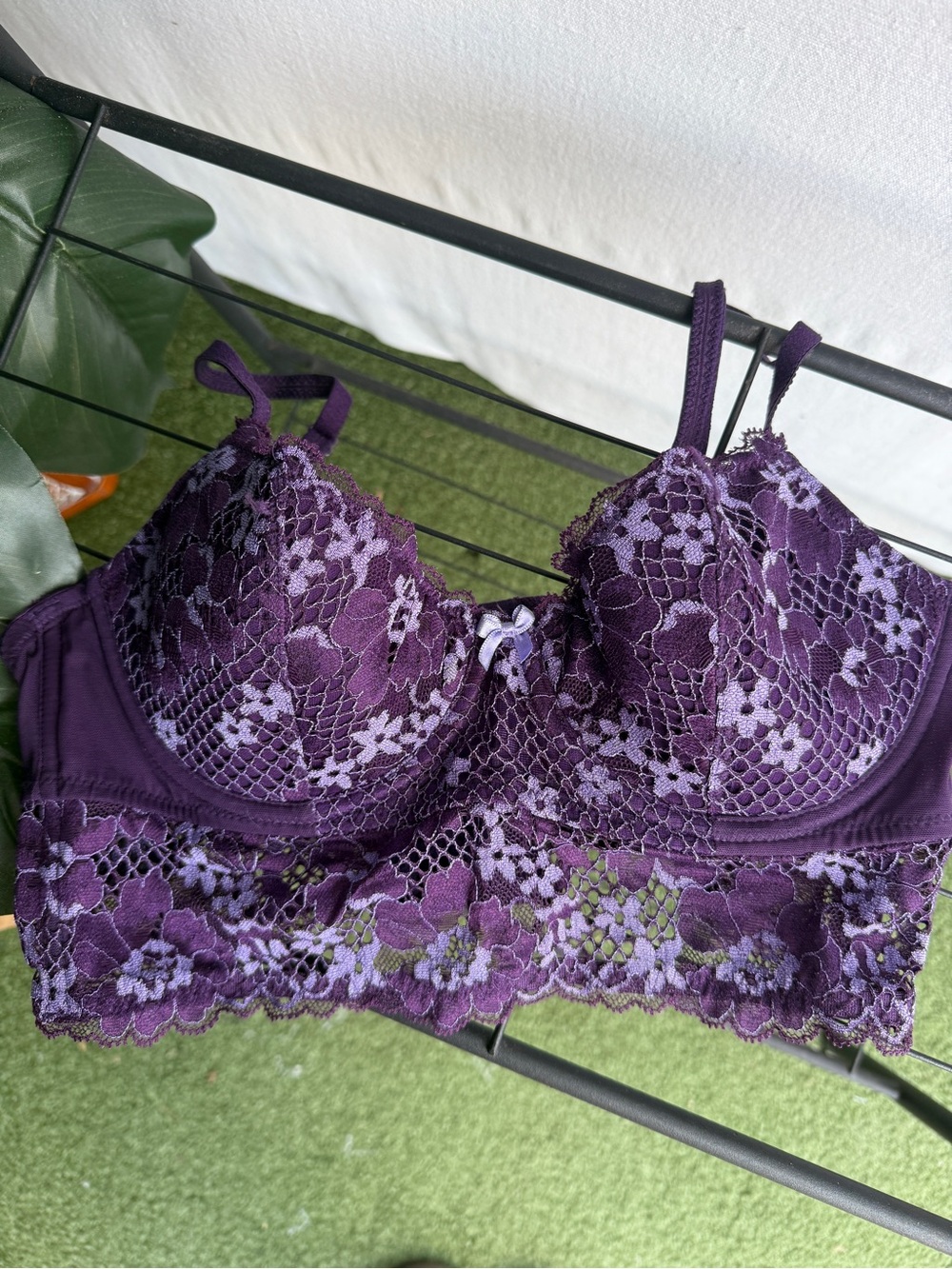 Adore Me Purple Lace Longline Bra Top Bralette / Size 34C
